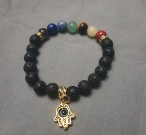 Lava Rock with Chakra Line & Hansa Charm