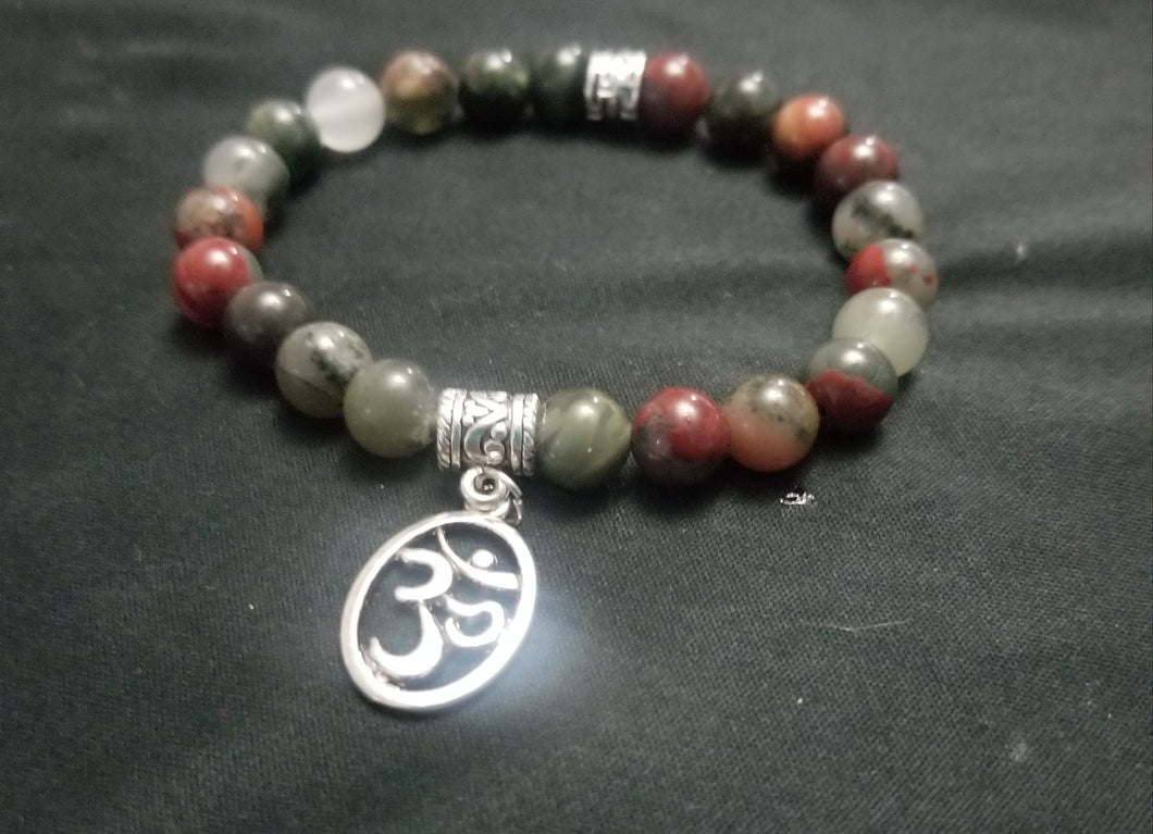 African bloodstone with Om charm