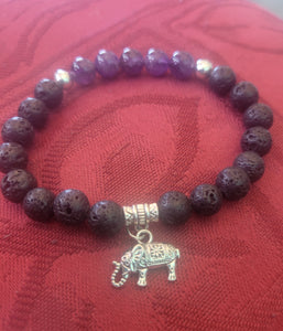 Amethyst/Lava rock with Elephant charm