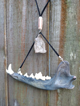 Load image into Gallery viewer, Coyote Mandible with Smokey Quartz Necklace
