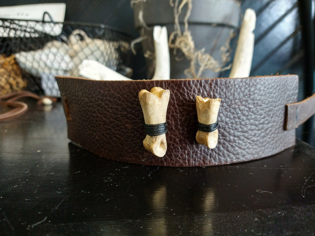 Bone and Leather Cuff Bracelet