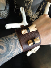 Load image into Gallery viewer, Bone and Leather Cuff Bracelet
