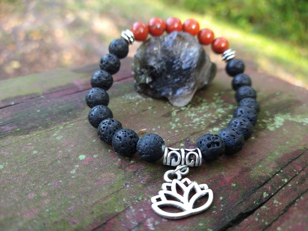 Red Jasper and Lava Rock with Lotus