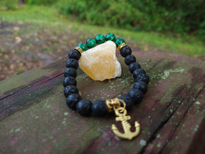 Malachite and Lava Rock with Anchor