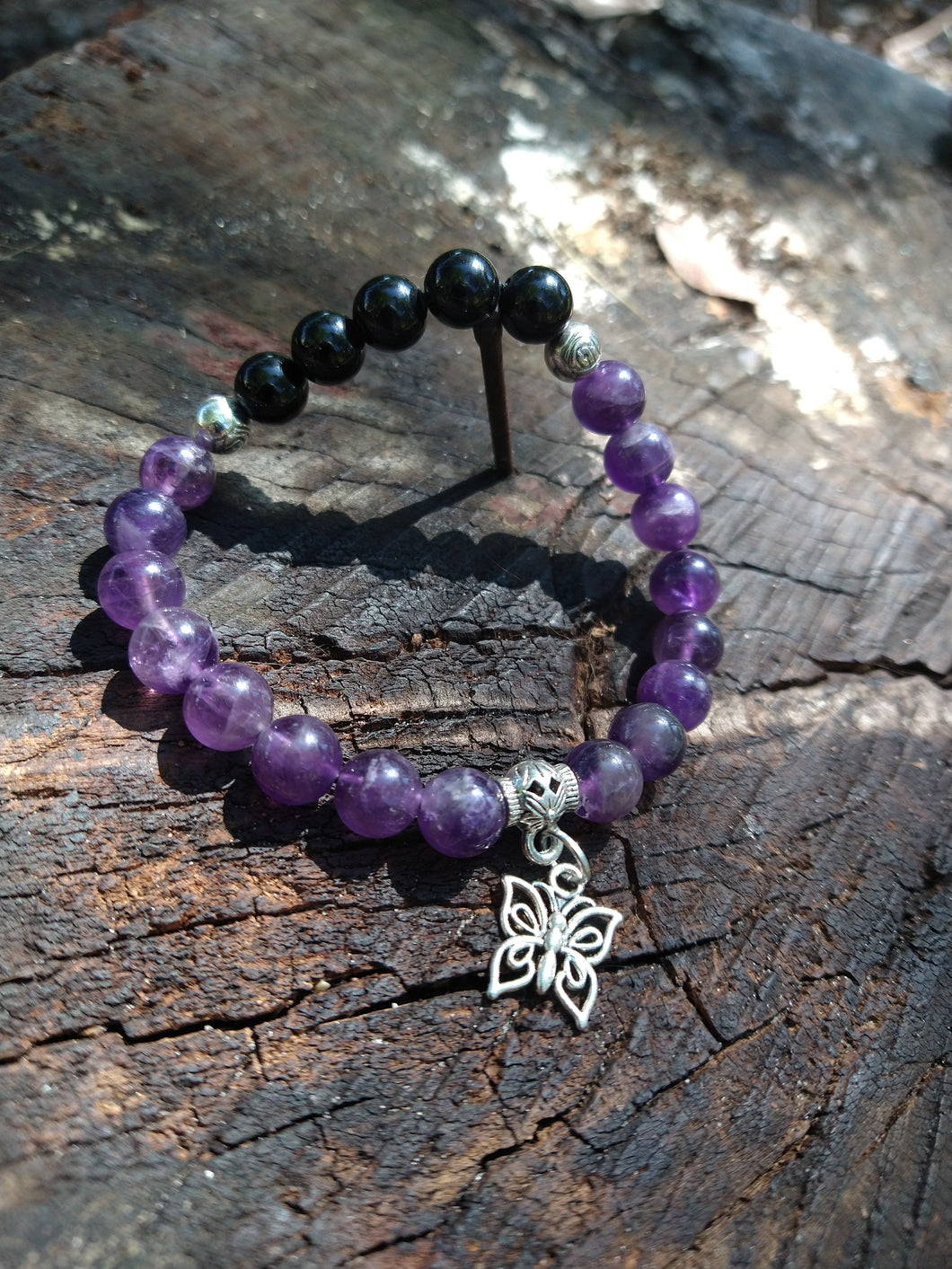 Amethyst and Onyx with Butterfly