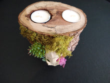 Load image into Gallery viewer, Cedar &amp; Skull Double Candle Holder
