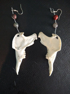 Rabbit Jawbone/Bloodstone Earrings